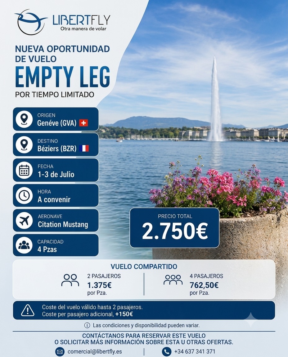Empty Leg Ginebra a Béziers