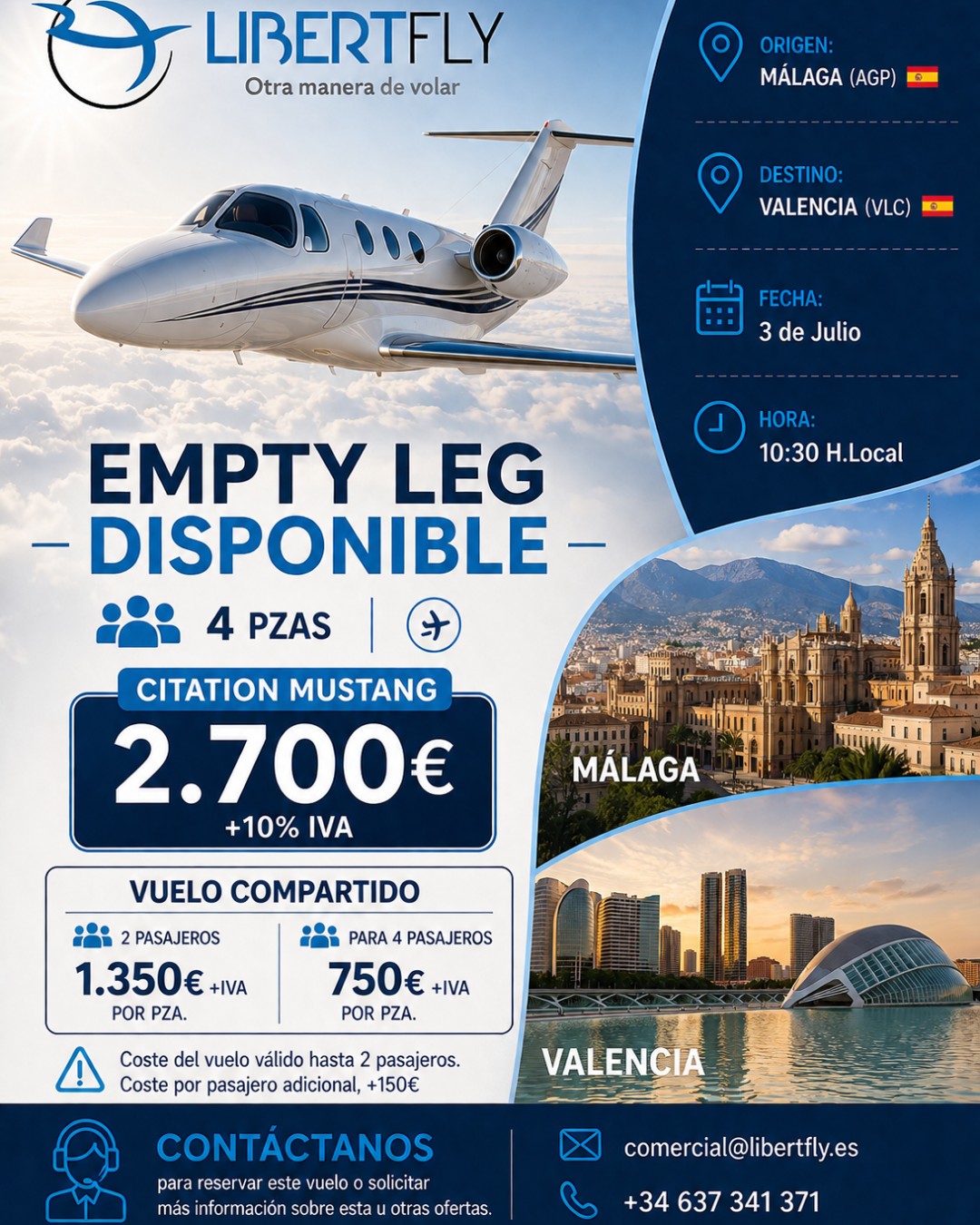 Empty Leg Málaga a Valencia